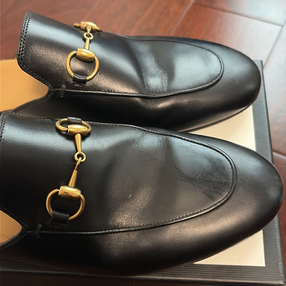 Gucci black flat mules gold hardware size 7.5 - Picture 5 of 12